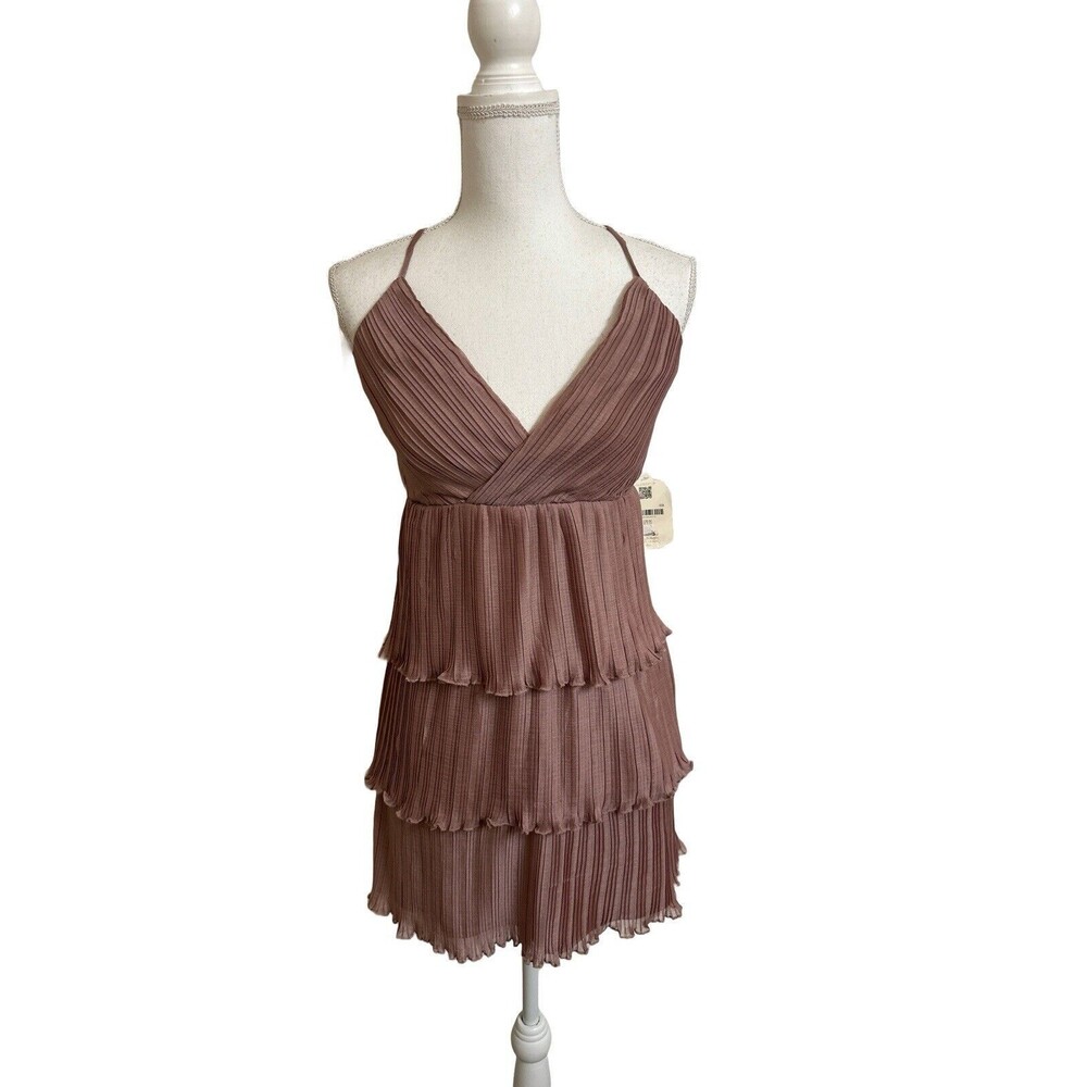 Altar'd  State Women's Small Pleated Tiered Sleeveless Mini Dress New With Flaws